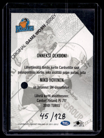 2011-12 Cardset Game Worn Jersey - Niko Hovinen /128