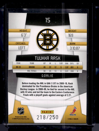 2010-11 Panini Certified - Platinum Blue - Tuukka Rask #15 /250