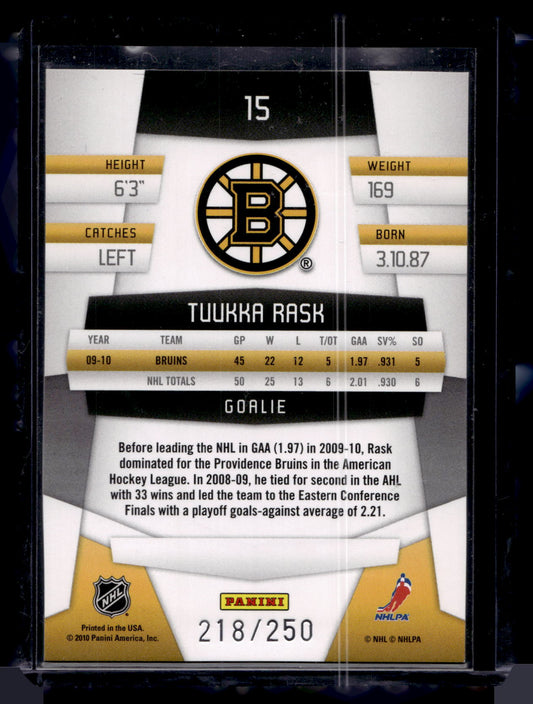 2010-11 Panini Certified - Platinum Blue - Tuukka Rask #15 /250
