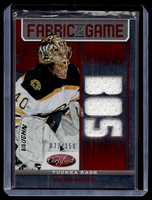 2012-13 Panini Certified - Fabric of the Game - Mirror Red Team Die-Cut - Tuukka Rask #FOG-TR /150