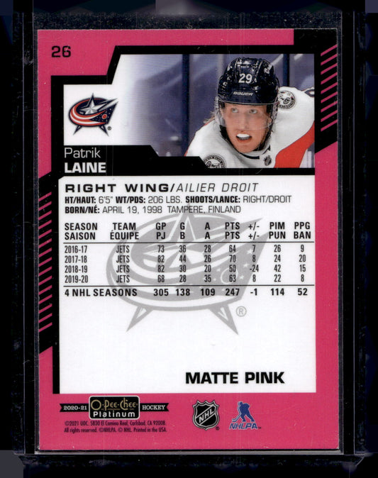 2020-21 Upper Deck OPC Platinum - Matte Pink - Patrik Laine #26