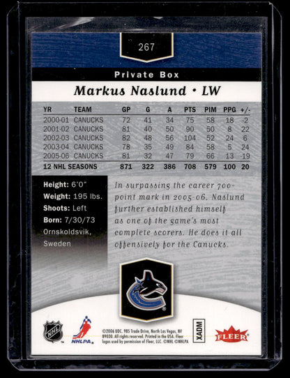 2006-07 Flair Showcase - Private Box - Markus Naslund #267
