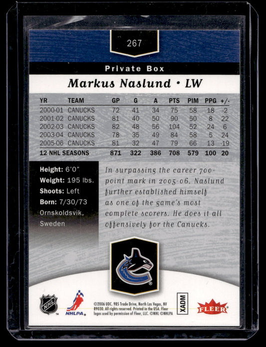 2006-07 Flair Showcase - Private Box - Markus Naslund #267
