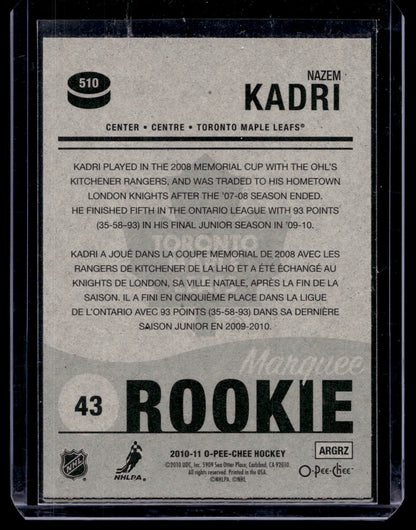 2010-11 O-Pee-Chee - Marquee Rookies - Nazem Kadri #510 RC