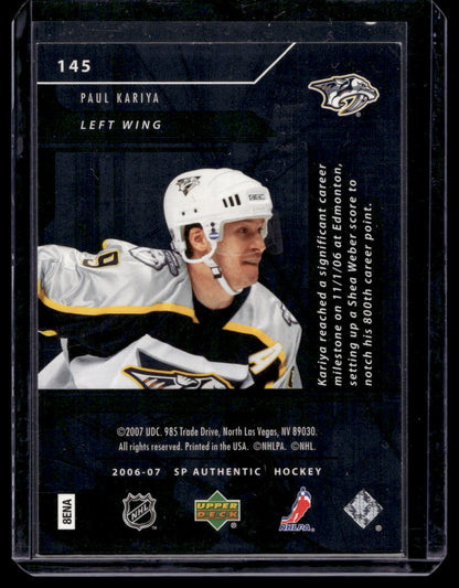 2006-07 Upper Deck SP Authentic - Limited - SP Notables - Paul Kariya #145 /100