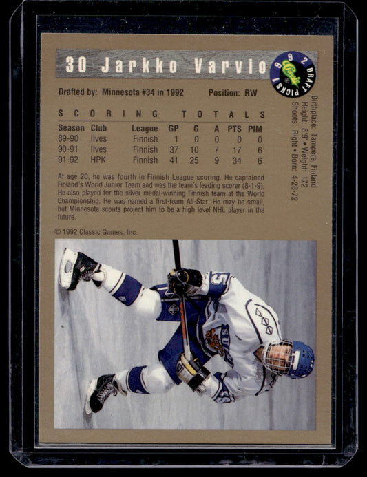 1992 Classic Draft Picks - Gold - Jarkko Varvio #30 /6000
