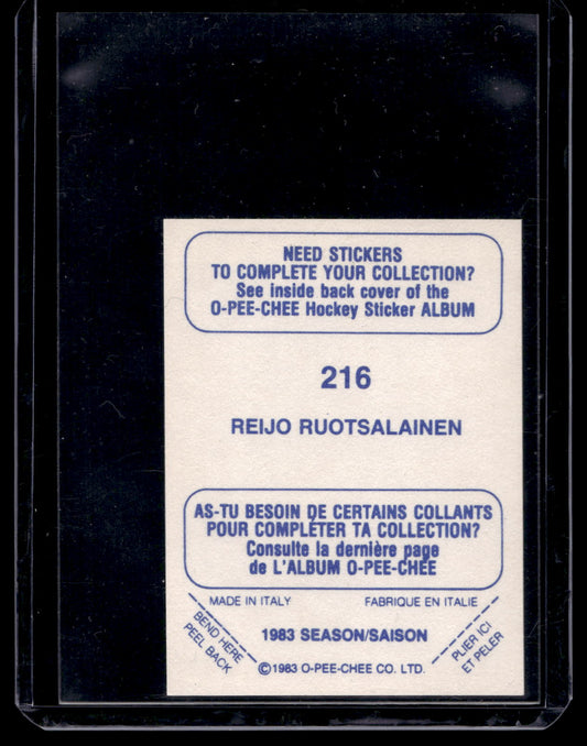 1983-84 O-Pee-Chee Album Stickers - Reijo Ruotsalainen #216