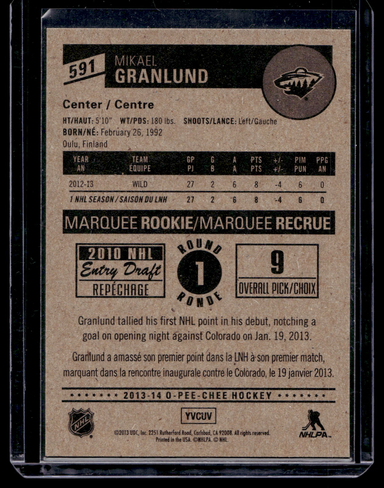 2013-14 O-Pee-Chee - Marquee Rookies - Mikael Granlund #591 RC