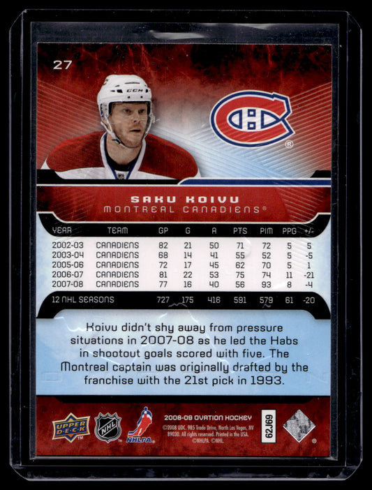 2008-09 Upper Deck Ovation - Saku Koivu #27