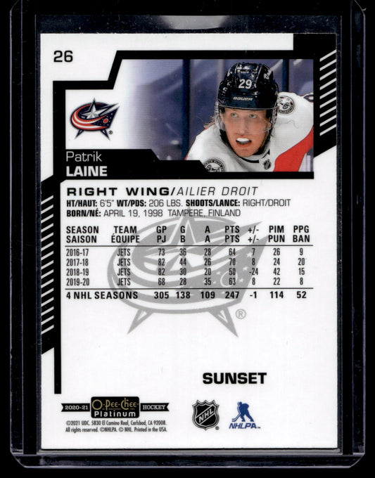2020-21 Upper Deck OPC Platinum - Sunset - Patrik Laine #26