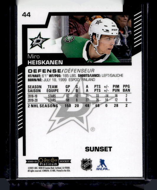 2020-21 Upper Deck OPC Platinum - Sunset - Miro Heiskanen #44