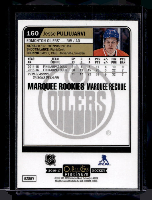 2016-17 Upper Deck OPC Platinum - Marquee Rookies - Jesse Puljujarvi #160 RC