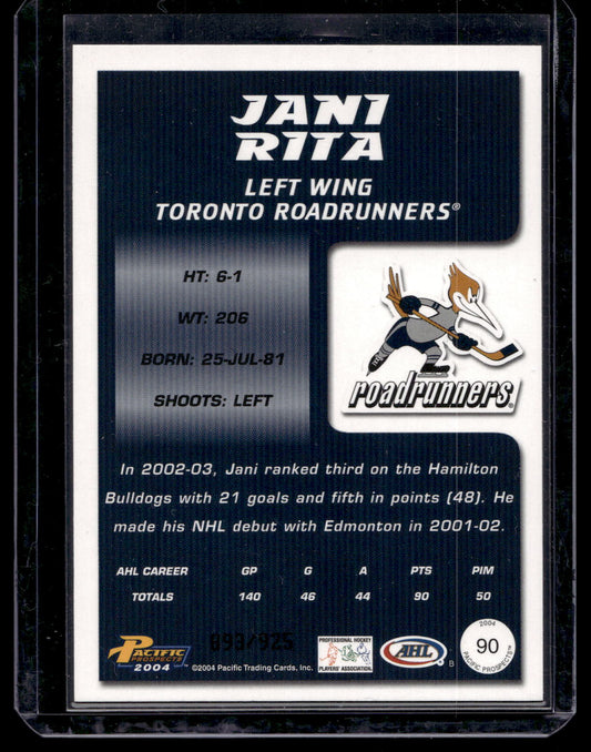 2003-04 Pacific Prospects AHL Edition - Gold - Jani Rita  #90 /925