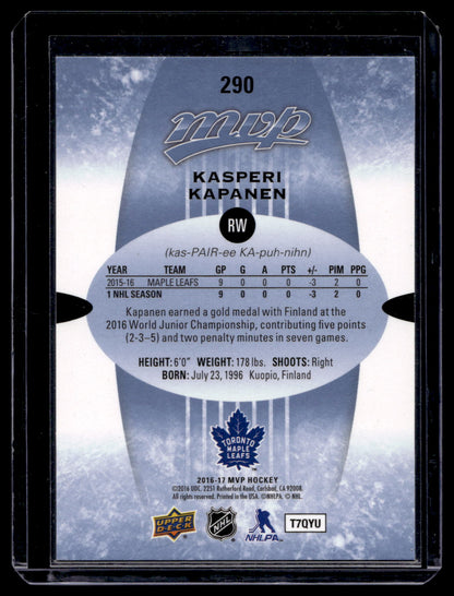 2016-17 Upper Deck MVP - High Series - Kasperi Kapanen #290 RC