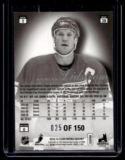 2012-13 Fleer Retro - 1996-97 Flair Showcase Row 2 Design - Legacy Collection - Nicklas Lidstrom #28 /150