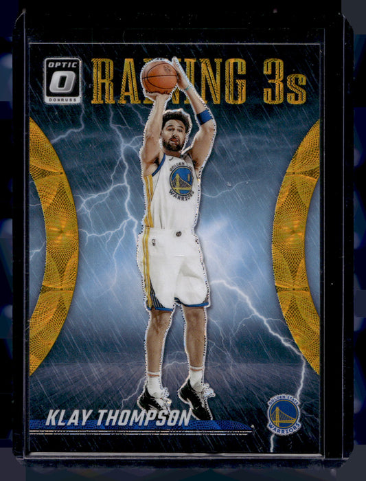 2023-24 Panini Donruss Optic - Raining 3s - Gold Prizm - Klay Thompson #7 /10