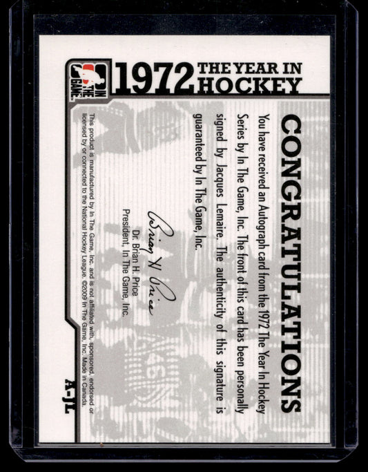 2009-10 In the Game 1972 The Year in Hockey - Autographs - Jacques Lemaire #A-JL