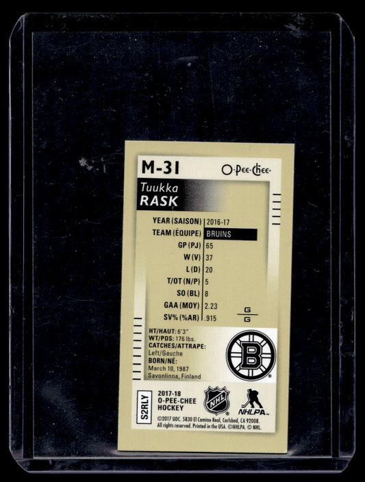 2017-18 O-Pee-Chee - Mini - Black Foil - Tuukka Rask #M-31