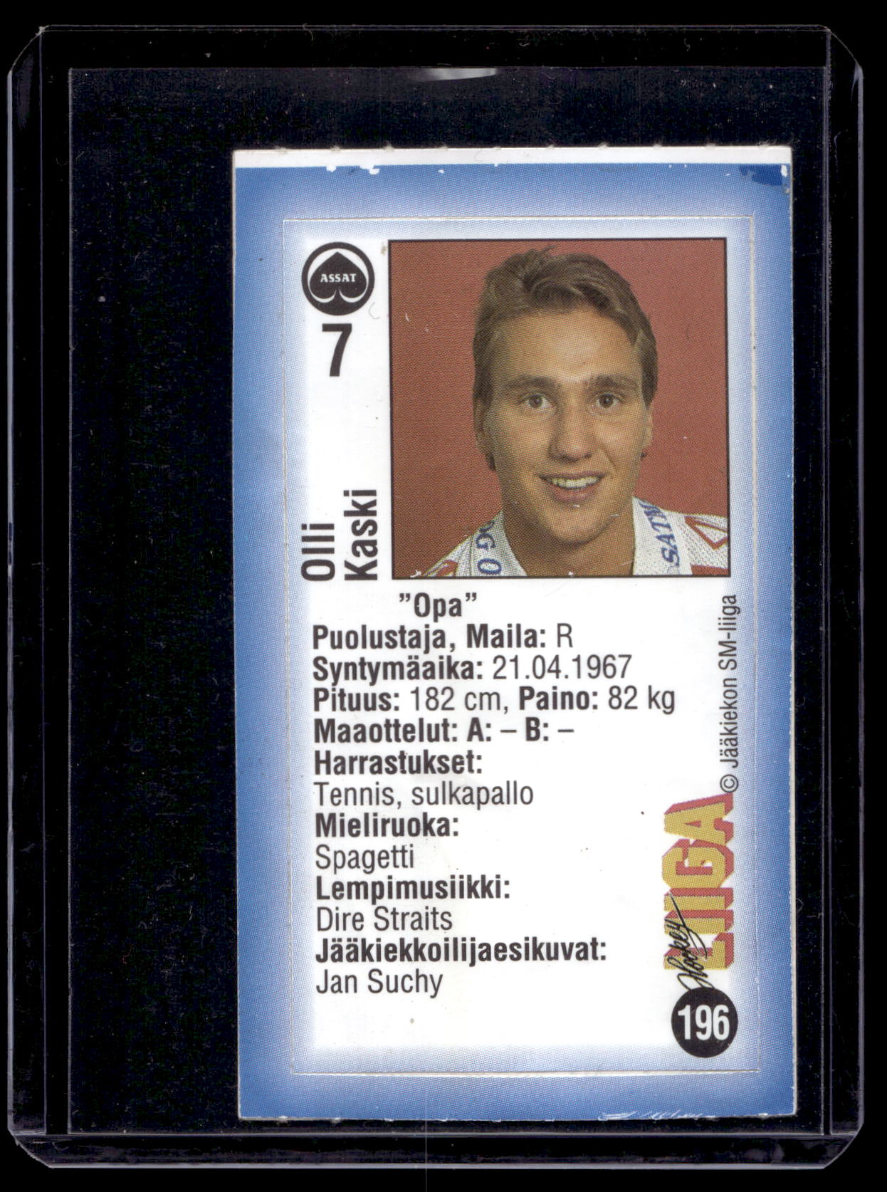 1992-93 JyväsHyvä HockeyLiiga - Olli Kaski #196