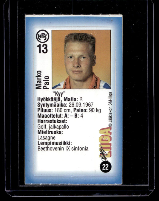 1992-93 JyväsHyvä HockeyLiiga - Marko Palo #22