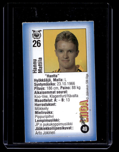 1992-93 JyväsHyvä HockeyLiiga - Hannu Mattila #49