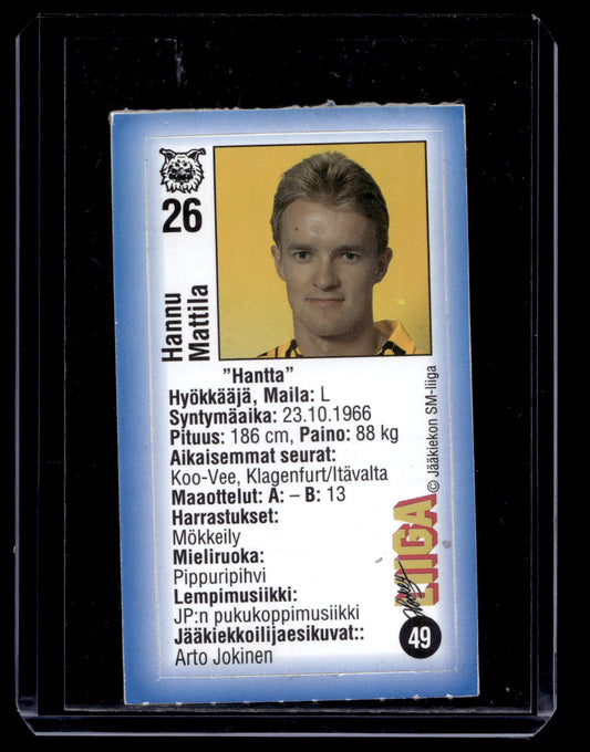 1992-93 JyväsHyvä HockeyLiiga - Hannu Mattila #49