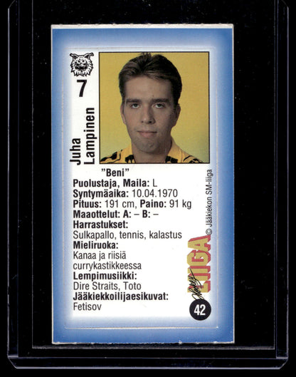 1992-93 JyväsHyvä HockeyLiiga - Juha Lampinen #42