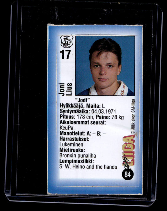 1992-93 JyväsHyvä HockeyLiiga - Joni Lius #84