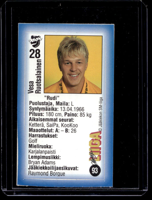 1992-93 JyväsHyvä HockeyLiiga - Vesa Ruotsalainen #93