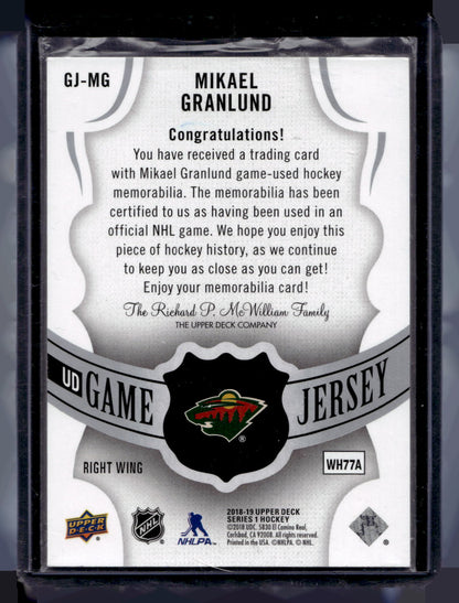 2018-19 Upper Deck - UD Game Jersey - Mikael Granlund #GJ-MG