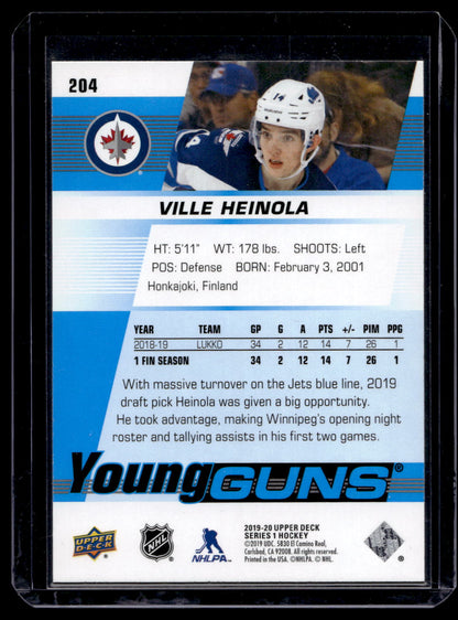 2019-20 Upper Deck Young Guns - Ville Heinola #204 RC