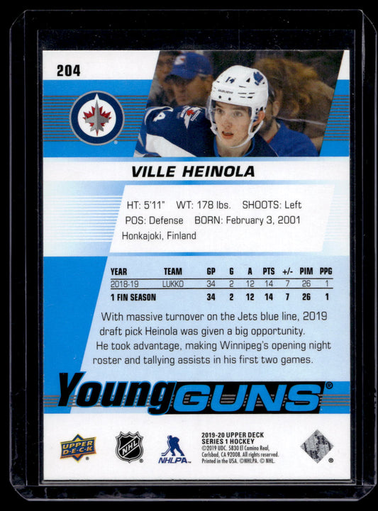2019-20 Upper Deck Young Guns - Ville Heinola #204 RC