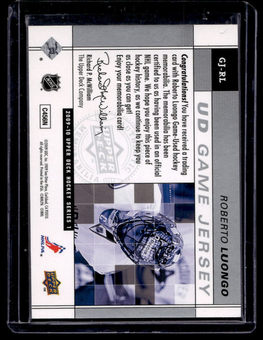 2009-10 Upper Deck - Game Jersey Series 1 - Roberto Luongo #GJ-RL