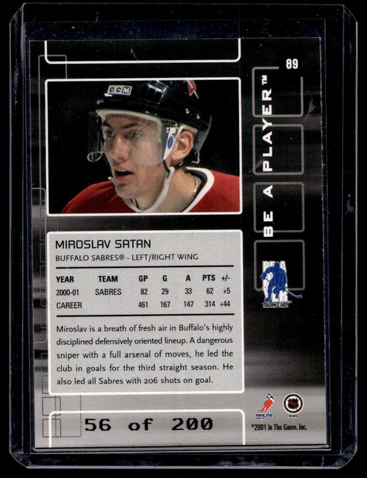 2001-02 In the Game Be A Player Memorabilia - Ruby - Miroslav Satan #89 /200