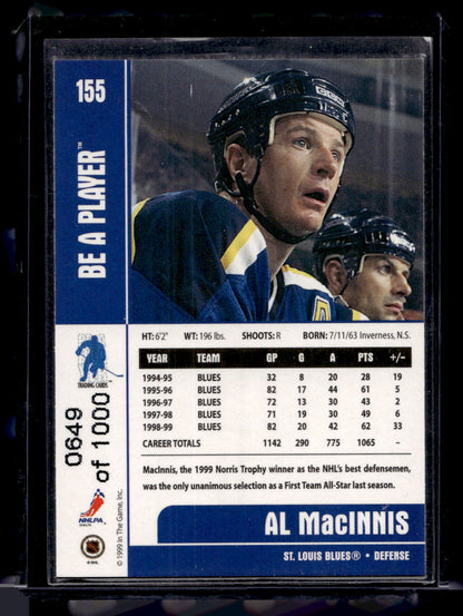 1999-00 In the Game Be A Player Memorabilia - Silver - Al MacInnis #155 /1000