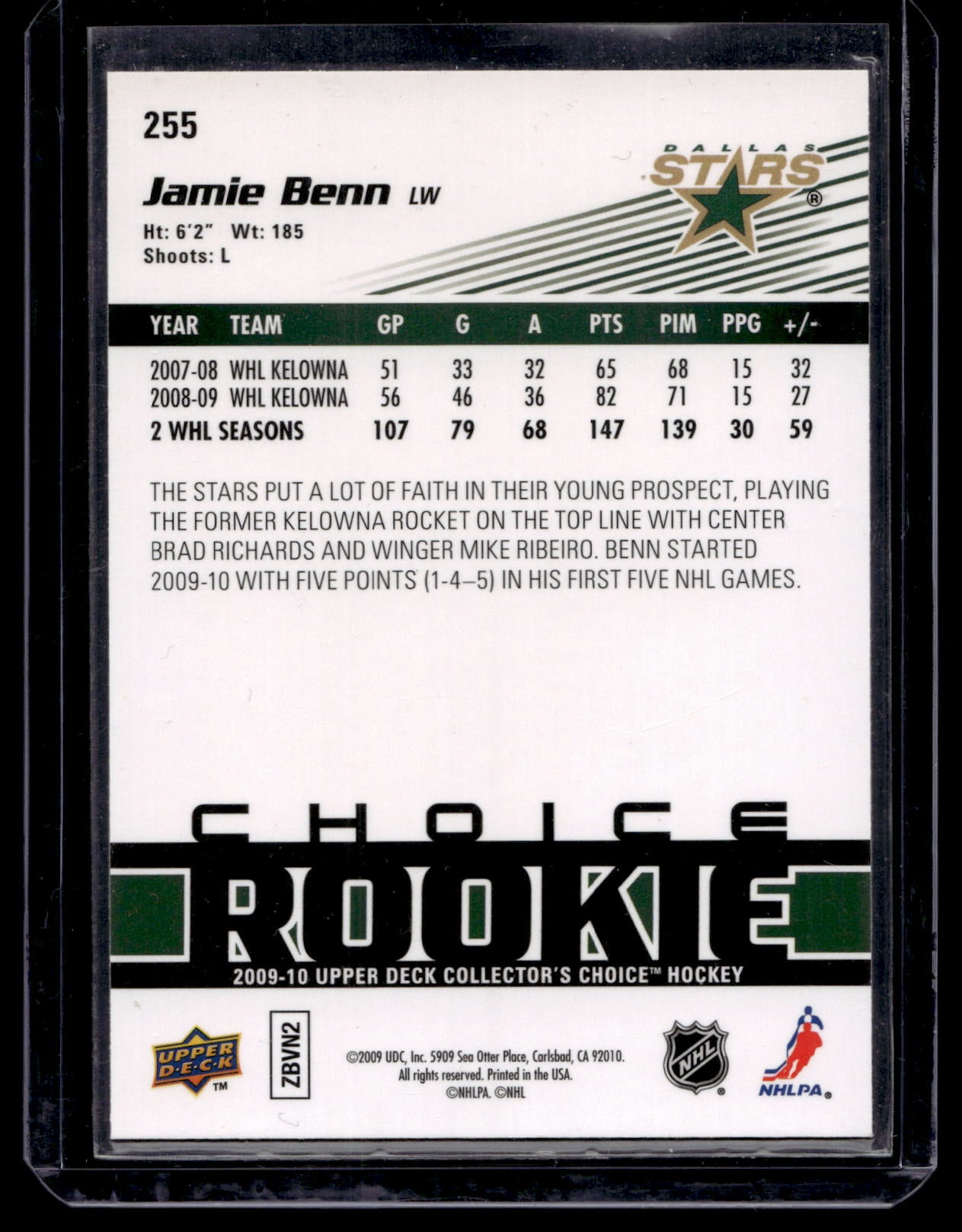 2009-10 Upper Deck Collector's Choice - Choice Rookie - Jamie Benn #255 RC