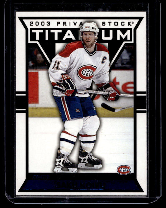 2002-03 Pacific Private Stock Titanium - Blue - Saku Koivu #55 /450