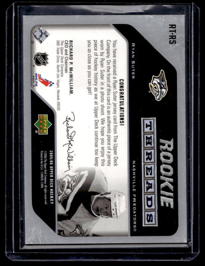 2005-06 Upper Deck - Rookie Threads - Ryan Suter #RT-RS RY