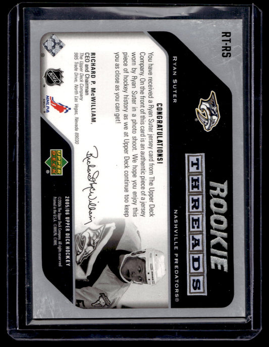 2005-06 Upper Deck - Rookie Threads - Ryan Suter #RT-RS RY