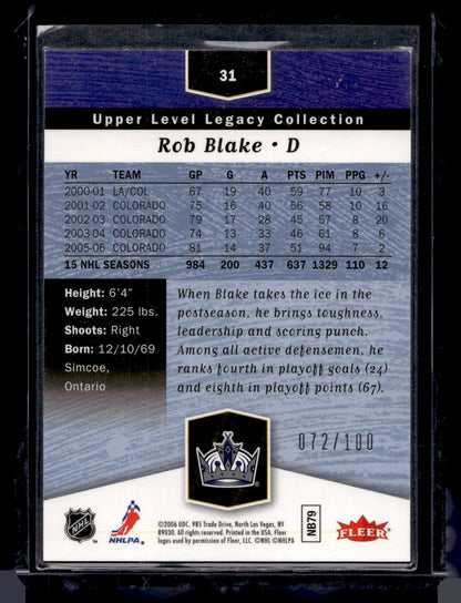 2006-07 Flair Showcase - Upper Level Legacy Collection - Rob Blake #31 /100