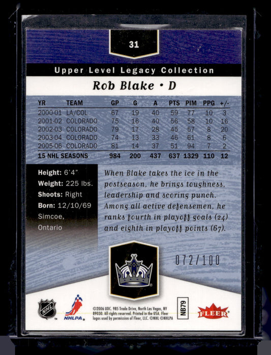 2006-07 Flair Showcase - Upper Level Legacy Collection - Rob Blake #31 /100