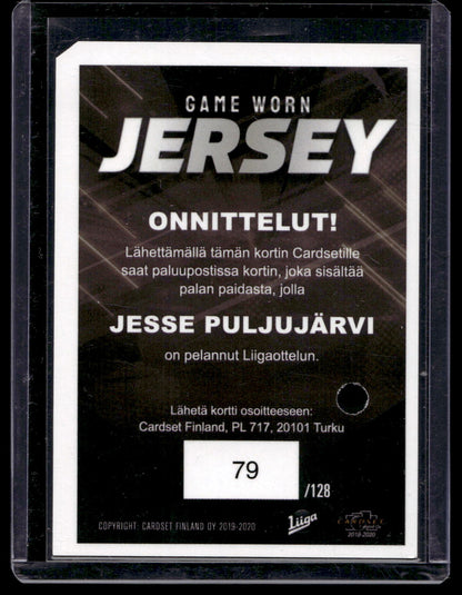 2019-20 Cardset - Game Worn Jersey - Jesse Puljujarvi /128