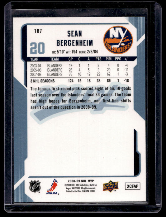 2008-09 Upper Deck MVP - Sean Bergenheim #187