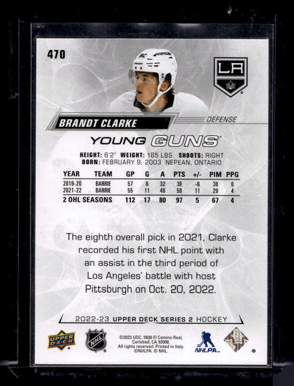 2022-23 Upper Deck Series -  Young Guns - Brandt Clarke #470 RC
