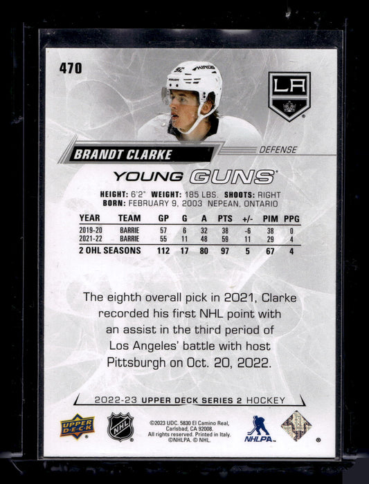 2022-23 Upper Deck Series -  Young Guns - Brandt Clarke #470 RC