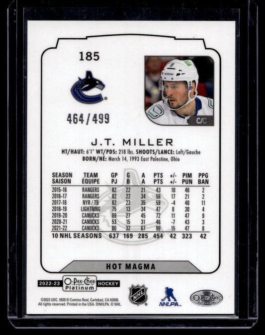 2022-23 O-Pee-Chee Platinum - Hot Magma - J.T. Miller #185 /499