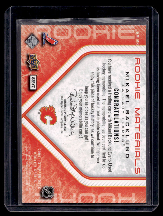 2009-10 Upper Deck - Rookie Materials - Mikael Backlund #RM-MB RY