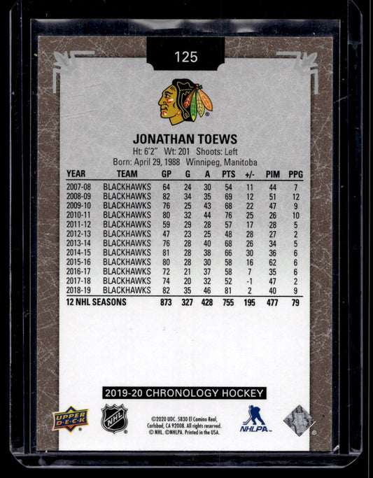 2019-20 Upper Deck Chronology - Jonathan Toews #125 /222
