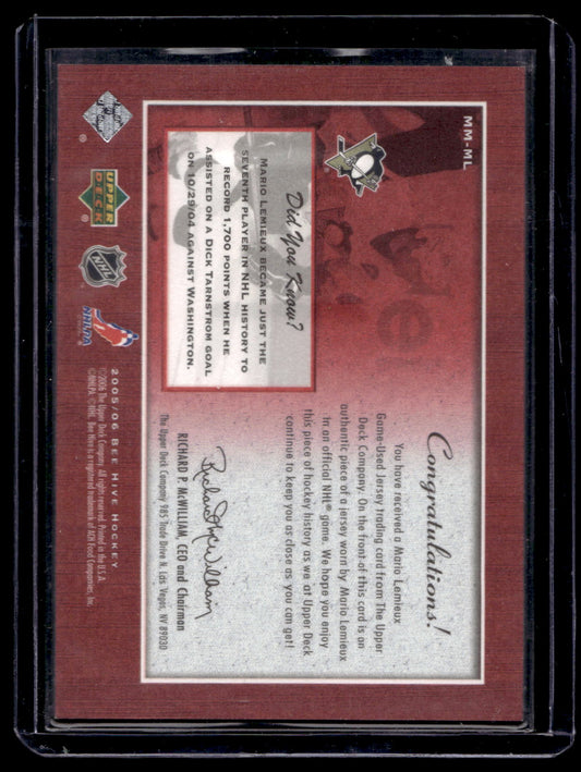 2005-06 Upper Deck Bee Hive - Matted Materials - Mario Lemieux #MM-ML