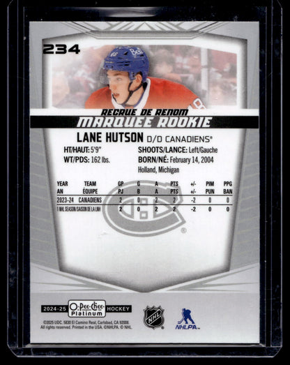 2024-25 Upper Deck OPC Platinum - Marquee Rookies - Lane Hutson #234 RC